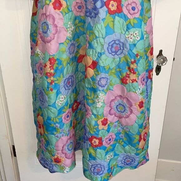 Vtg 60s/70s Stella Fagin flower power thin quilted polyester zip up robe - Picture 4 of 10